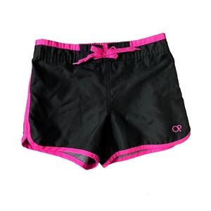 Girls S 6-6X OP Black & Hot Pink Elastic Waist Athletic Active Shorts